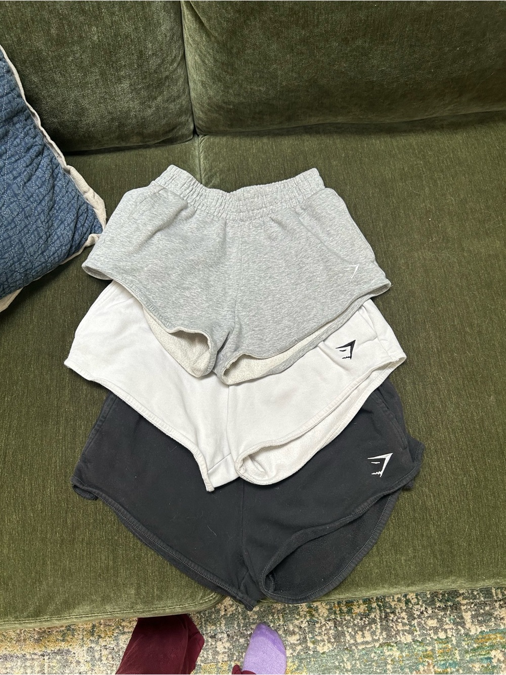 Gymshark Women's Athletic Shorts Trio - Gray, White, Black